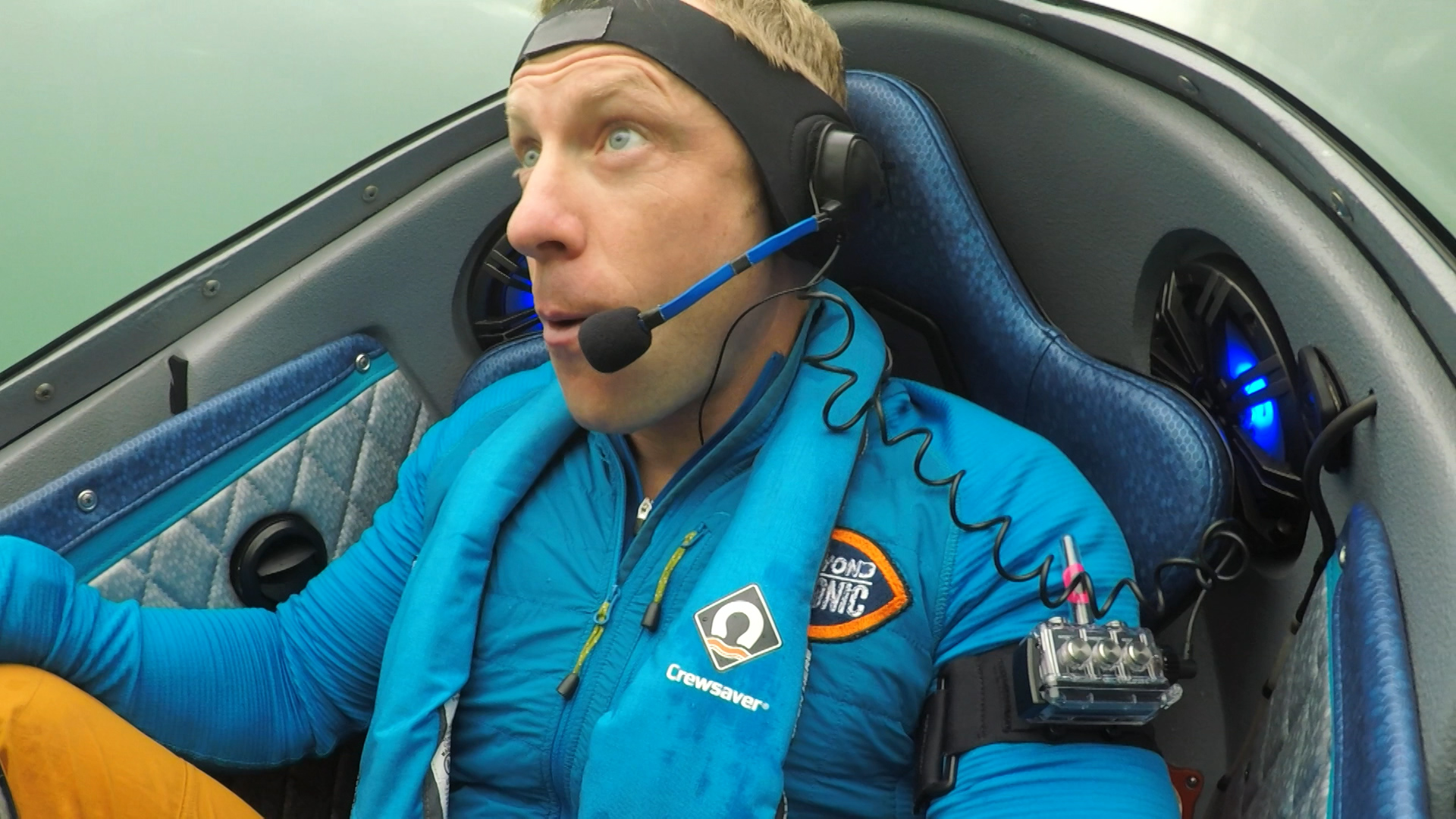 CBBC Beyond Bionic - Andy Torbet underwater in a boat
